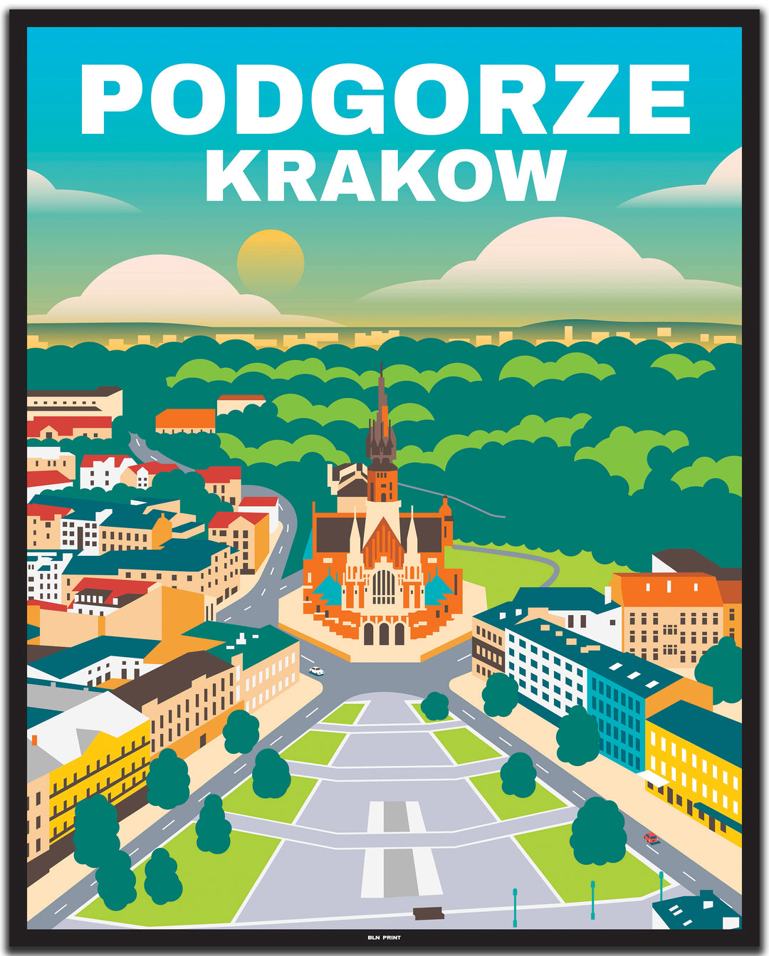 vintage travel poster krakow #40x50cm-black-color-border