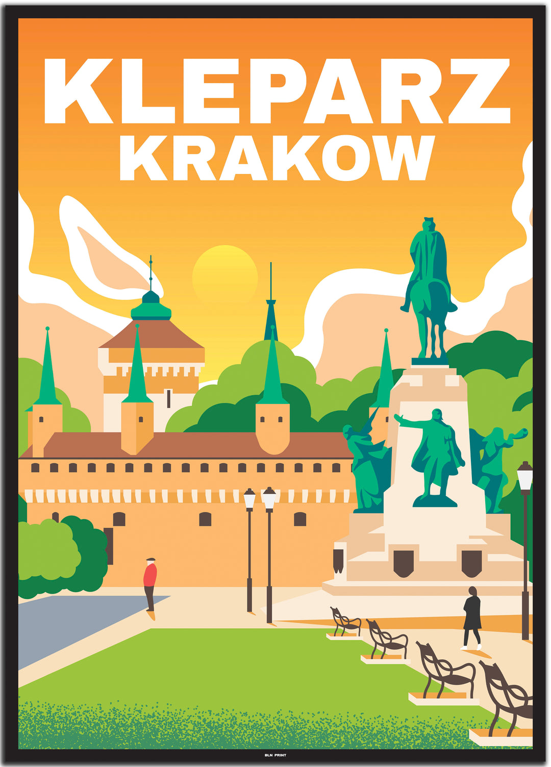 vintage travel poster krakow #50x70cm-schwarzer-farbrand