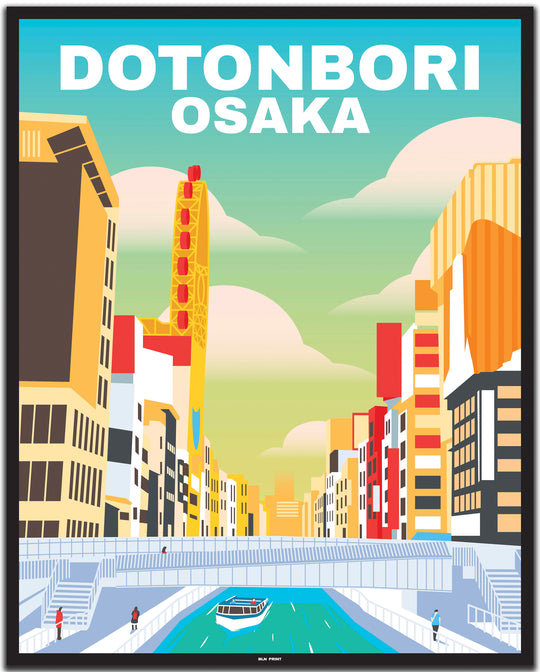 vintage travel poster osaka #40x50cm-black-color-border