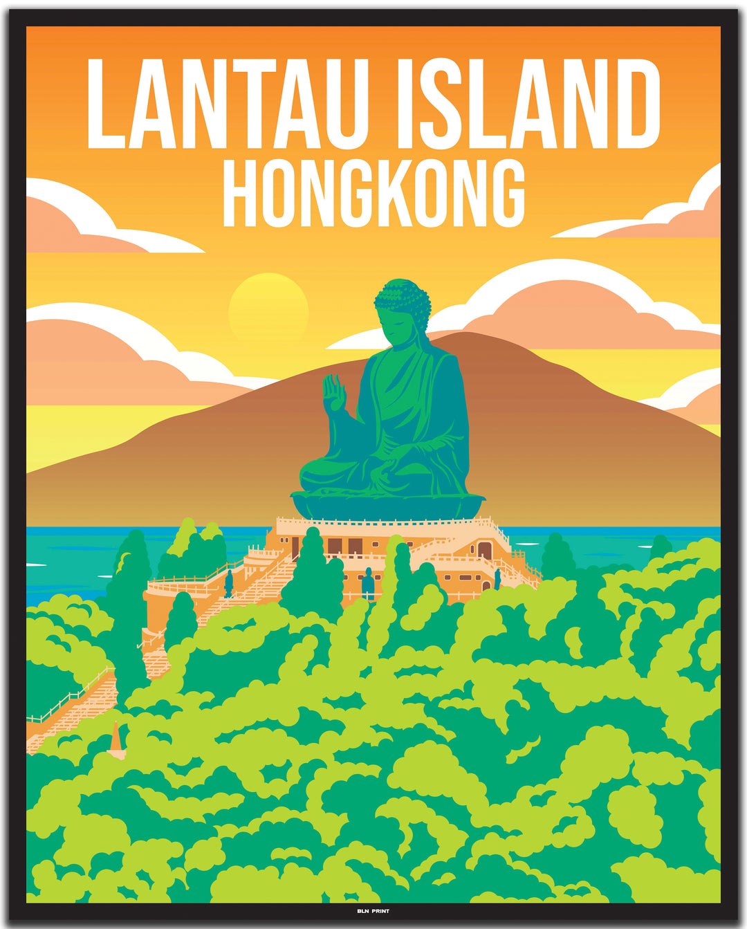 vintage travel poster hongkong #40x50cm-black-color-border