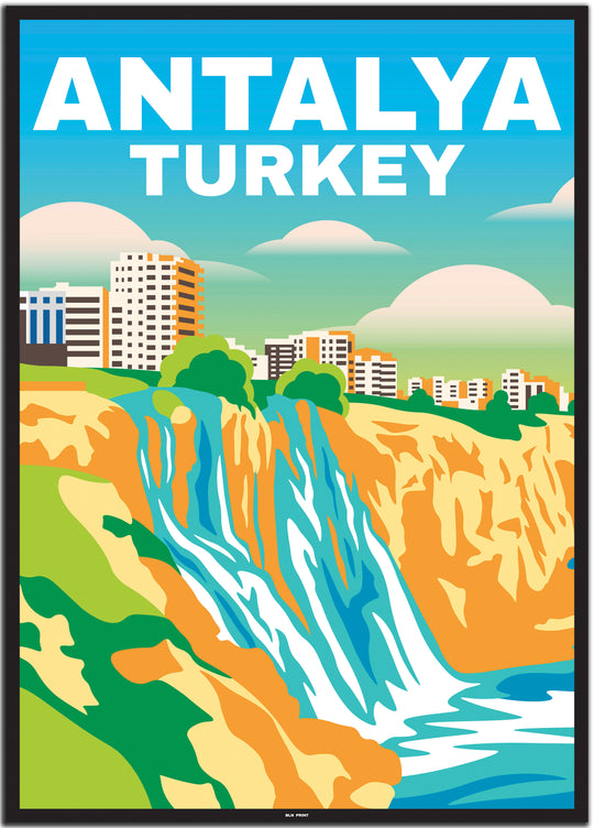 vintage travel poster antalya #50x70cm-schwarzer-farbrand