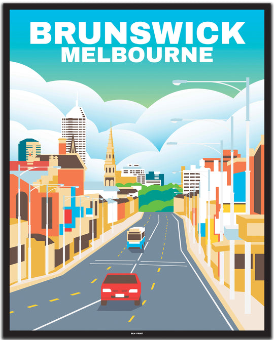 vintage travel poster melbourne #40x50cm-black-color-border