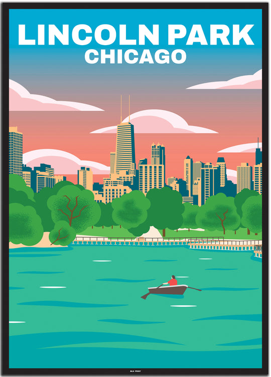 vintage travel poster chicago #50x70cm-schwarzer-farbrand