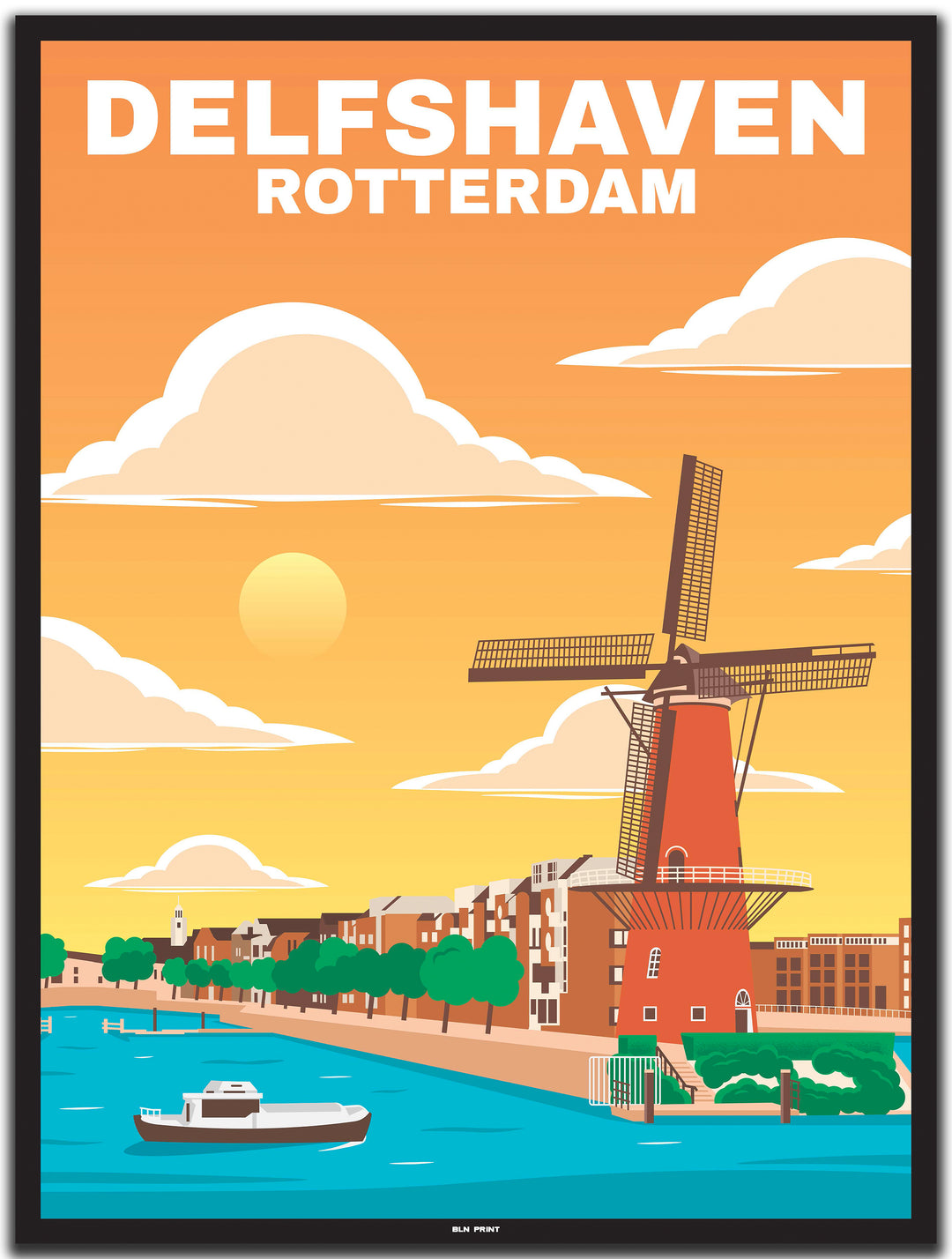 vintage travel poster rotterdam #30x40cm-black-color-border