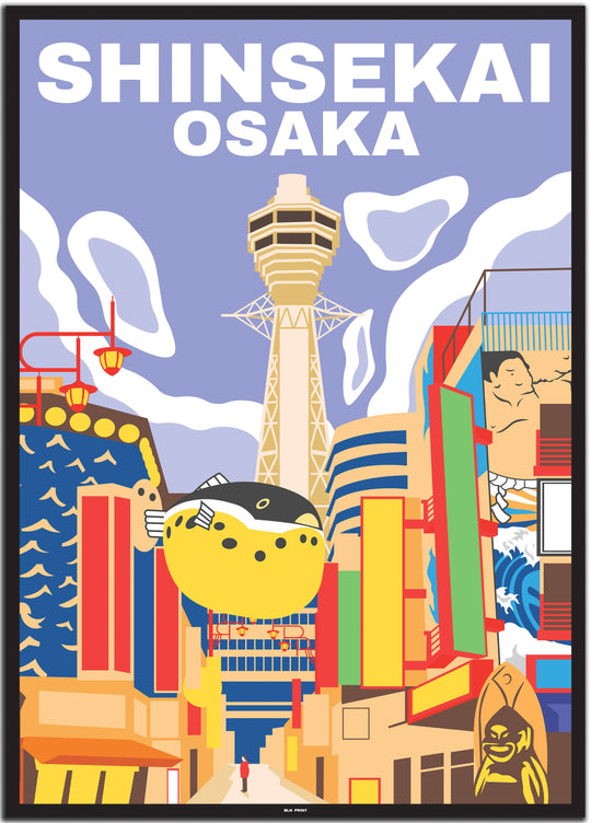 vintage travel poster osaka #50x70cm-schwarzer-farbrand