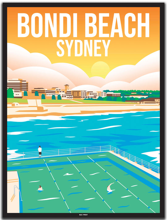 vintage travel poster sydney #30x40cm-black-color-border