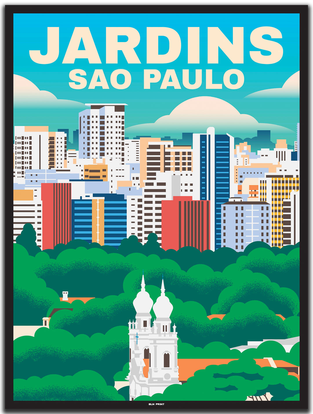 vintage travel poster sao paulo #30x40cm-black-color-border