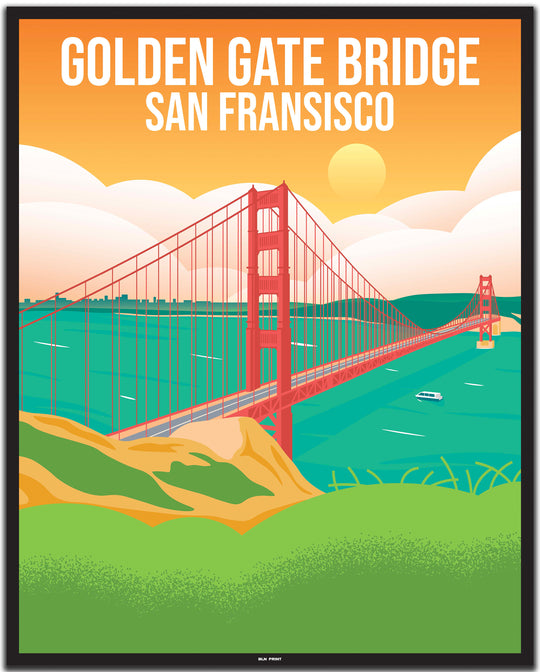 vintage travel poster San Fransisco #40x50cm-black-color-border