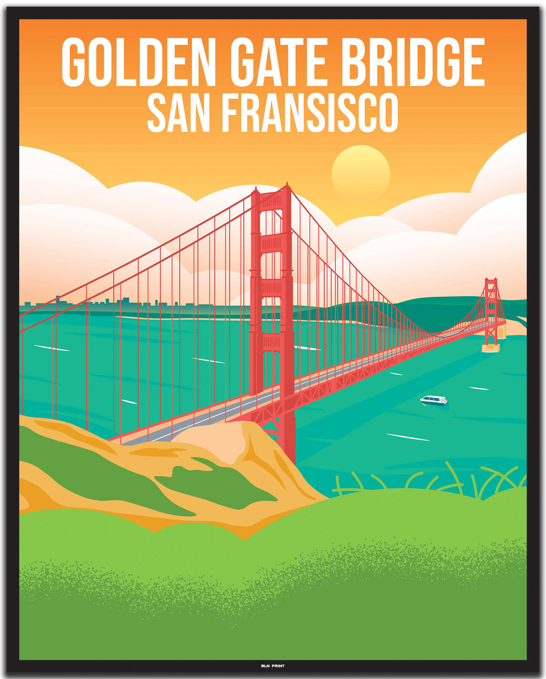 vintage travel poster San Fransisco #40x50cm-schwarzer-farbrand