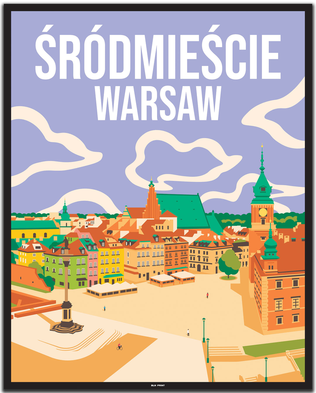 vintage travel poster warsaw #40x50cm-black-color-border