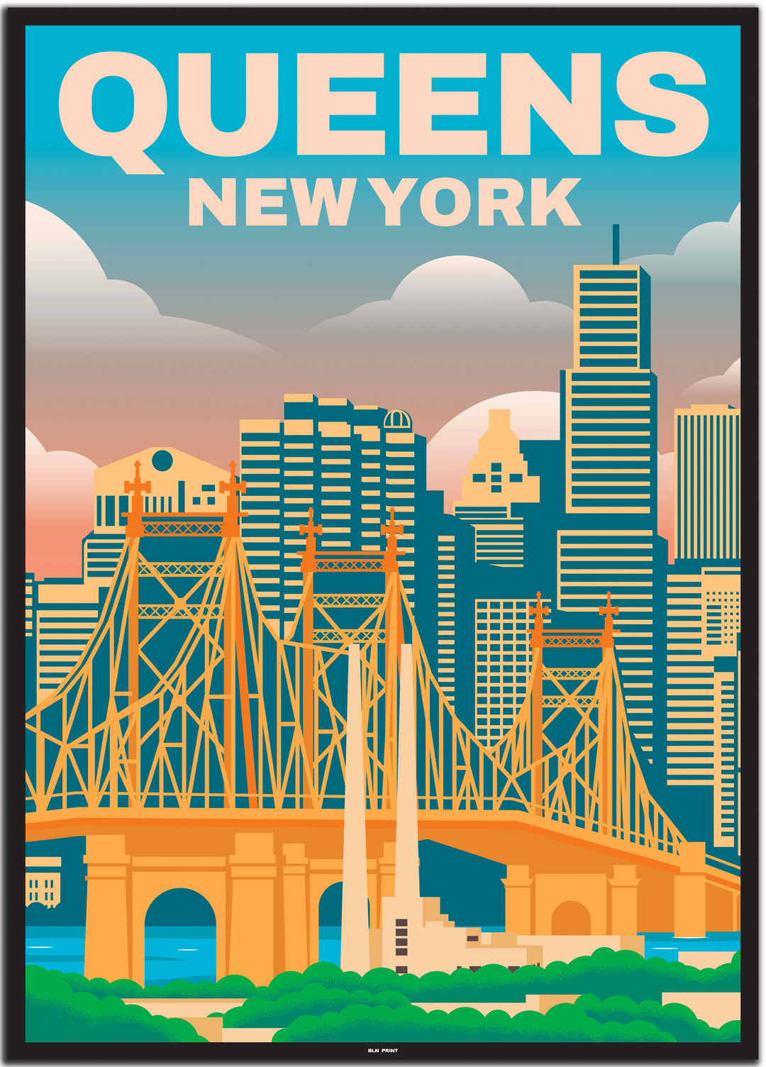 vintage travel poster New York #50x70cm-schwarzer-farbrand