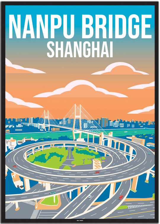 vintage travel poster shanghai #50x70cm-black-color-border