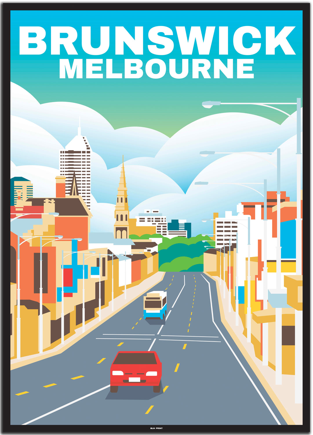 vintage travel poster melbourne #50x70cm-schwarzer-farbrand