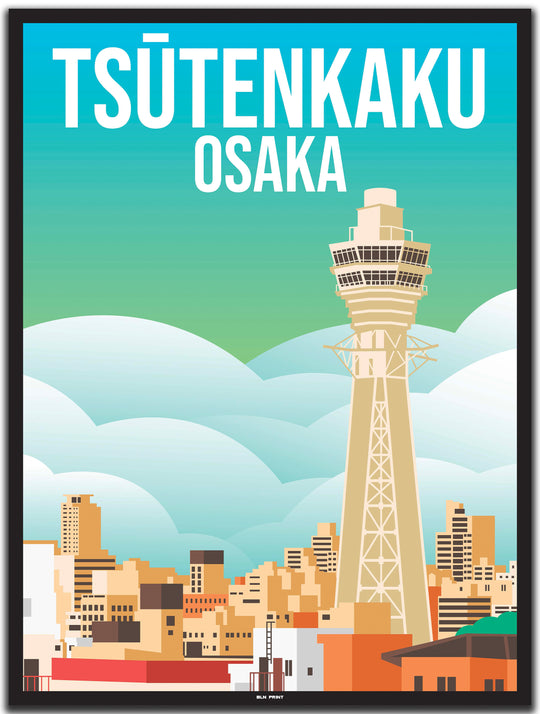 vintage travel poster osaka #30x40cm-black-color-border