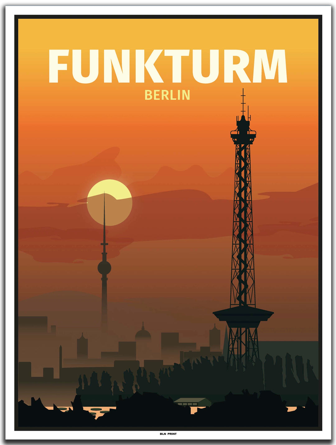 vintage poster charlottenburg funkturm berlin #30x40cm-weier-farbrand