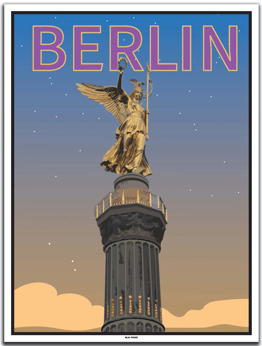 vintage kunstdruck poster siegessäule berlin #30x40cm-weier-farbrand