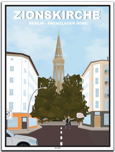 vintage kunstdruck poster zionskirche prenzlauer berg berlin #30x40cm-weier-farbrand