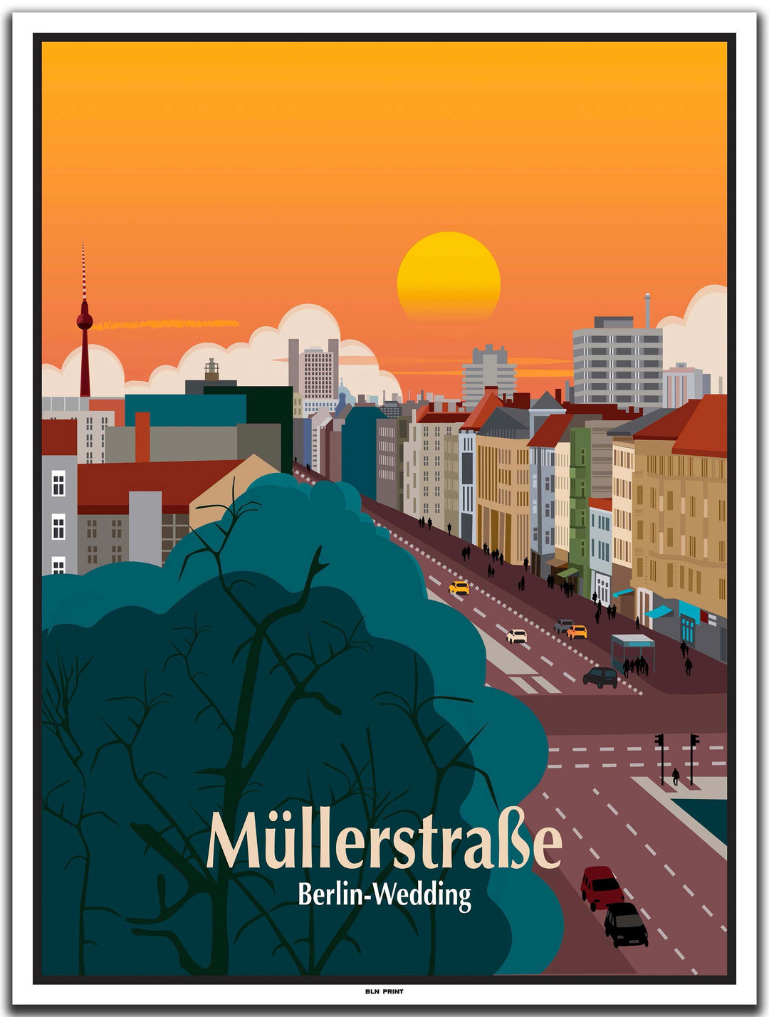 vintage kunstdruck poster müllerstraße wedding berlin #30x40cm-weier-farbrand