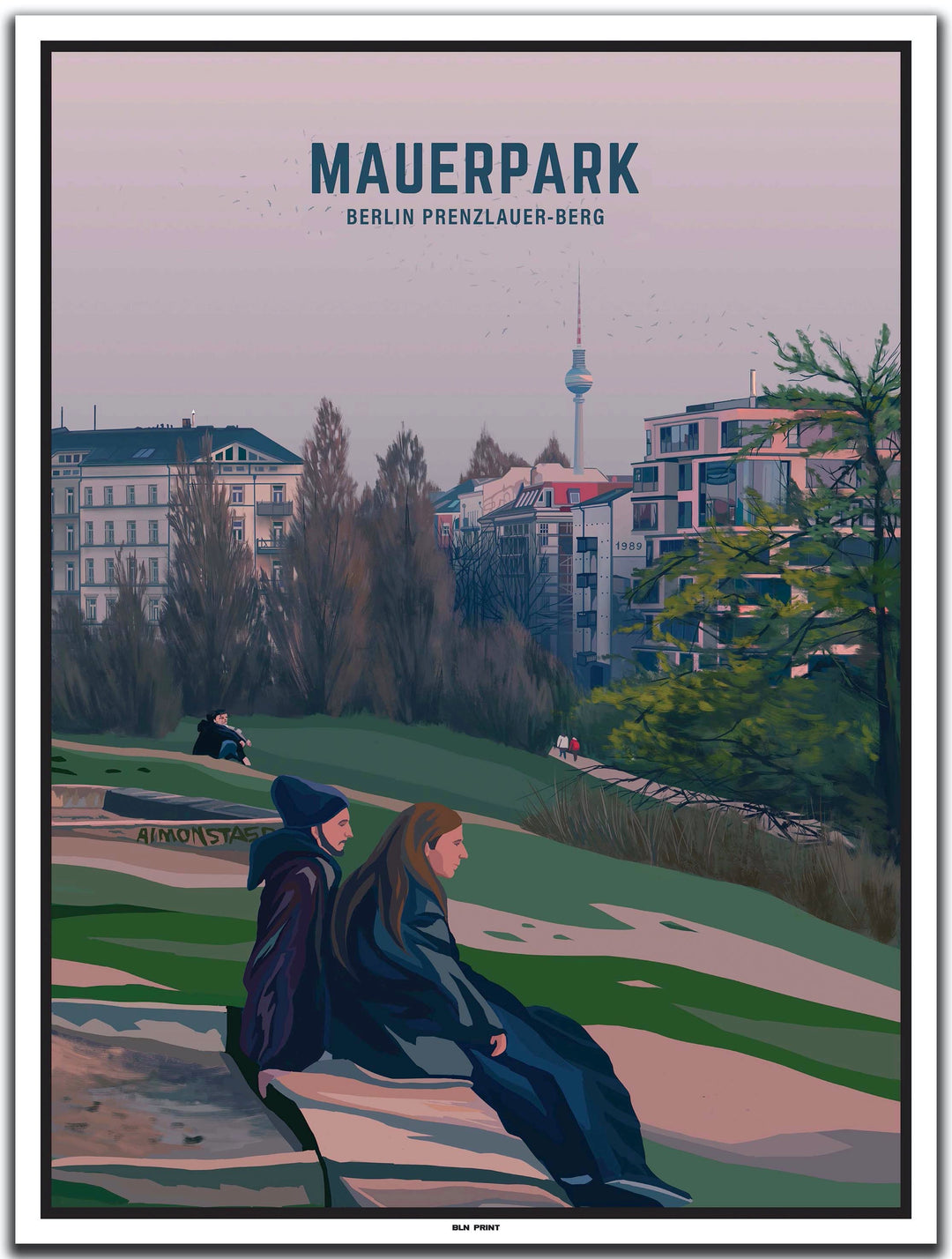 vintage kunstdruck poster mauerpark prenzlauer berg berlin #30x40cm-weier-farbrand