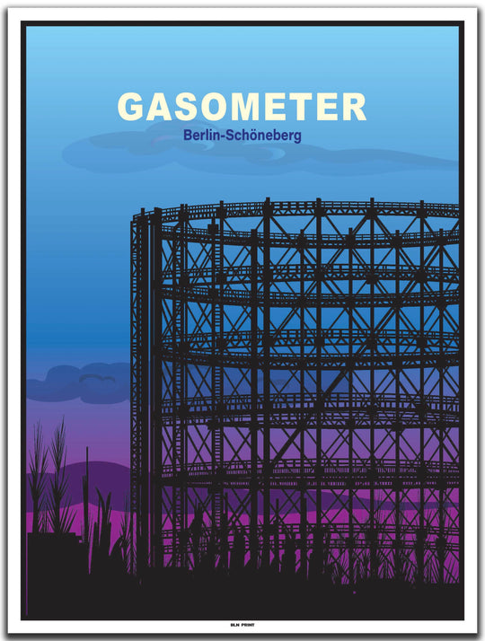 vintage kunstdruck poster Gasometer Schöneberg Berlin #30x40cm-weier-farbrand