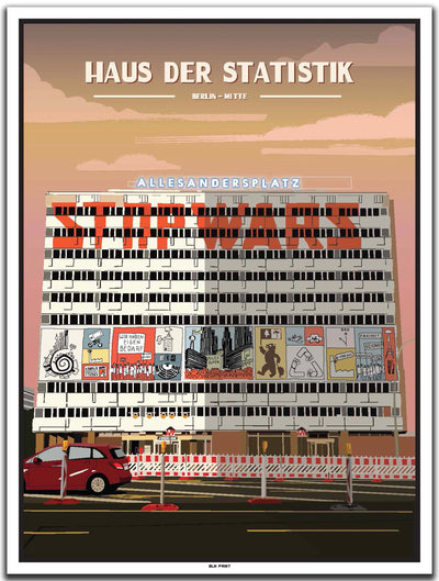 vintage kunstdruck poster haus der statistik mitte berlin #30x40cm-weier-farbrand