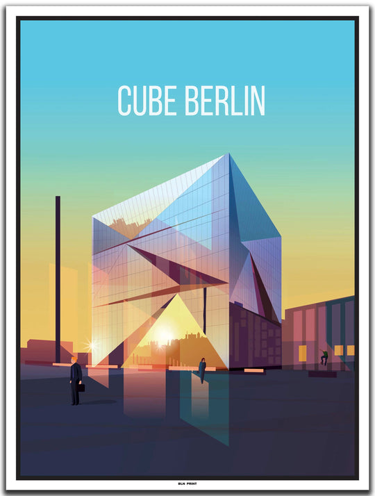 vintage kunstdruck poster the cube mitte berlin #30x40cm-weier-farbrand