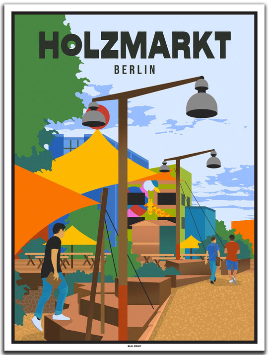 vintage kunstdruck poster friedrichshain holzmarkt berlin #30x40cm-weier-farbrand