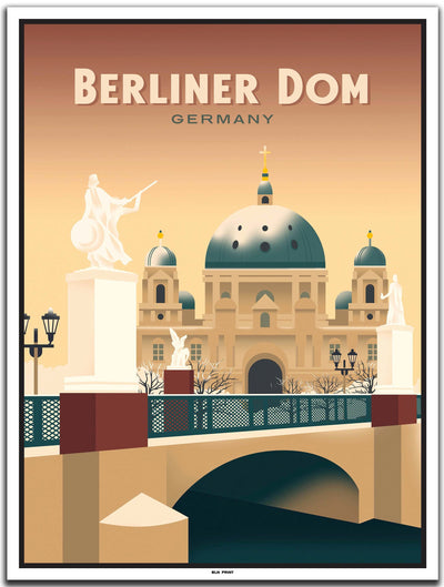 vintage kunstdruck poster berlin dom #30x40cm-weier-farbrand