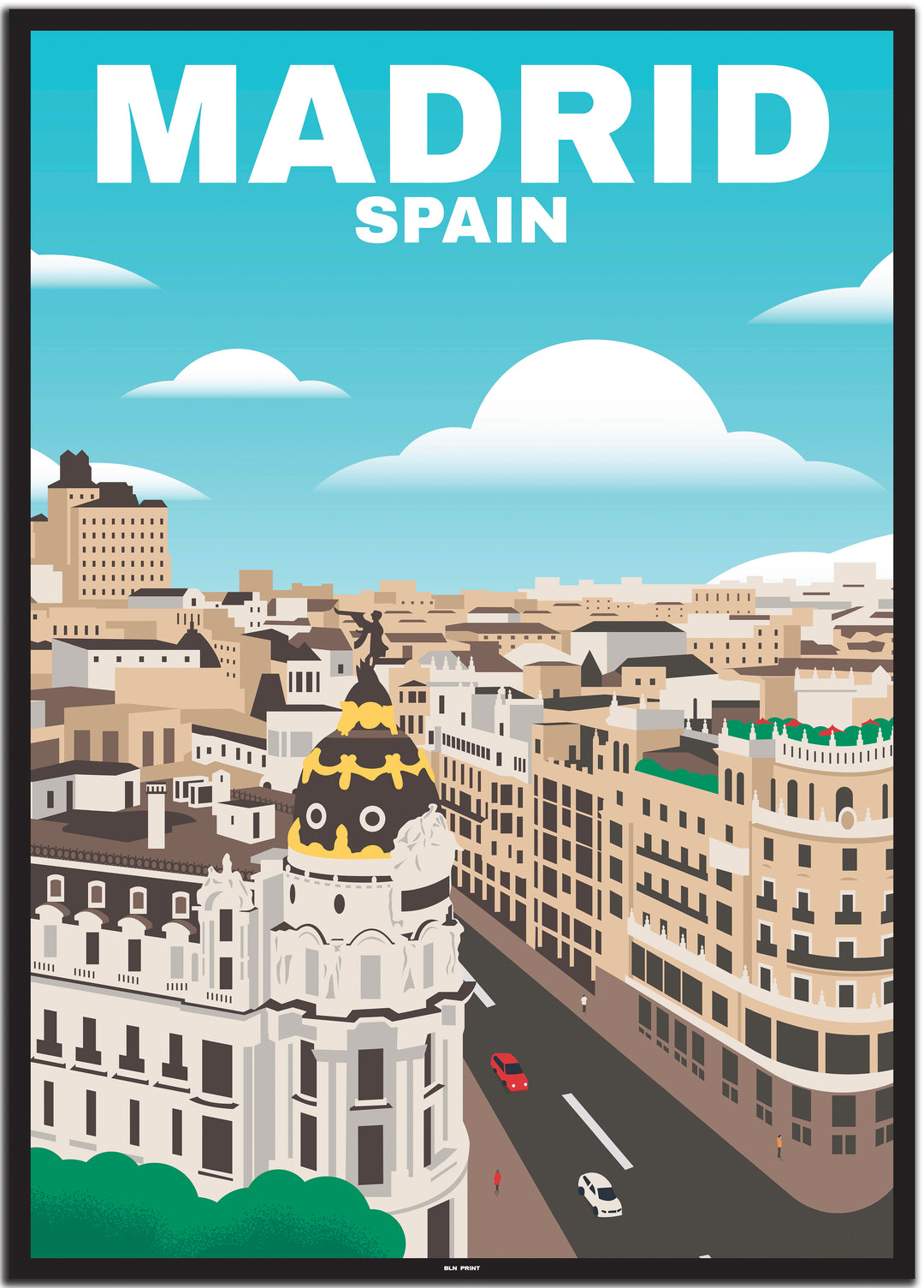 vintage travel poster Madrid #50x70cm-schwarzer-farbrand