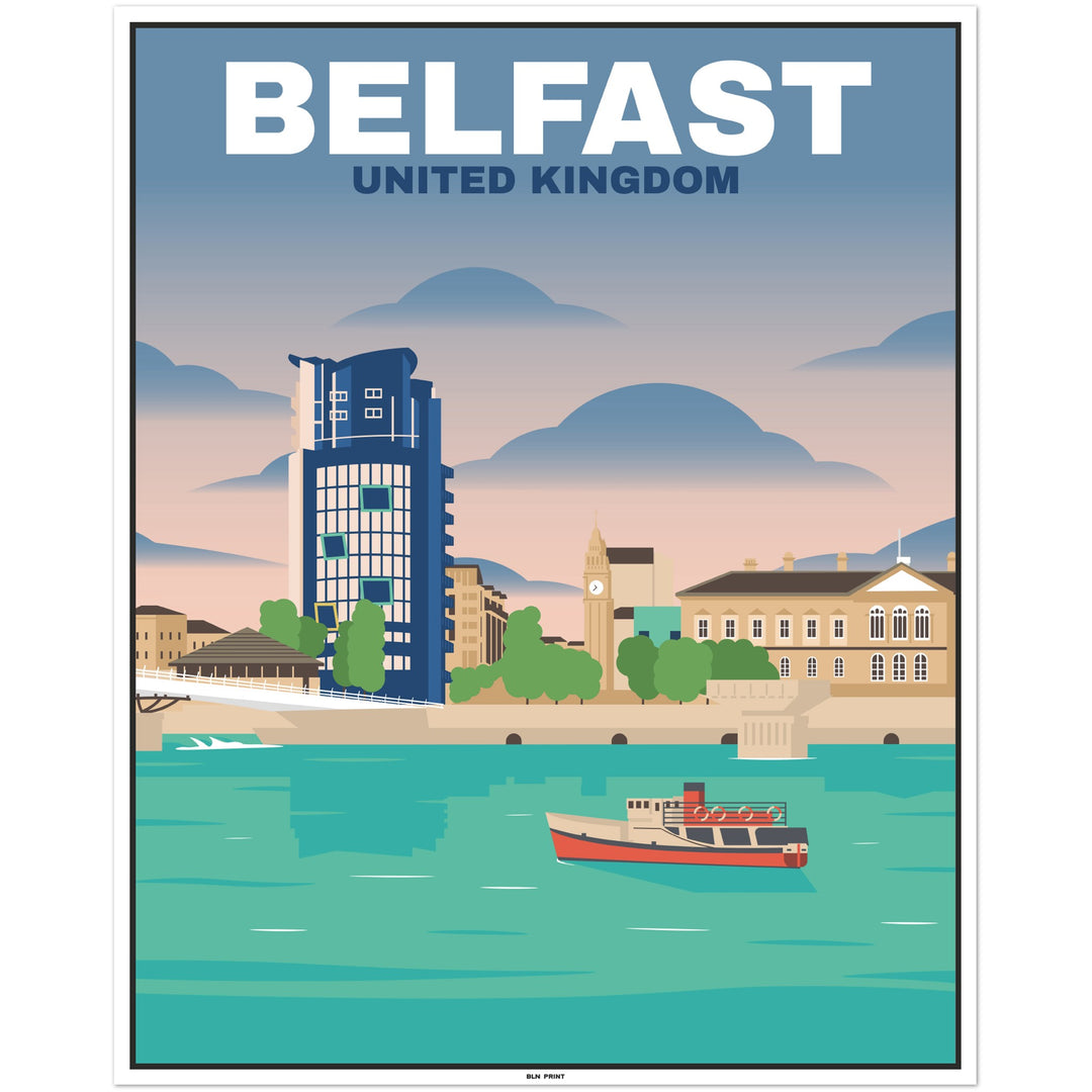 Downtown Belfast (1) - Vintage Travel Poster