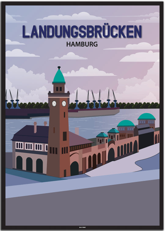 vintage hamburg poster shop #50x70cm-schwarzer-farbrand