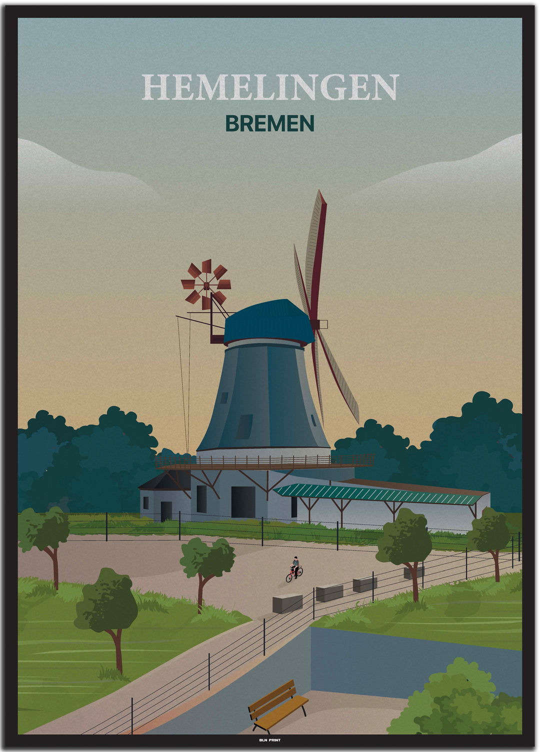 vintage bremen poster shop #50x70cm-schwarzer-farbrand