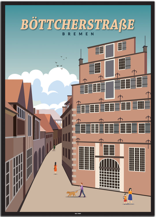 vintage bremen poster shop #50x70cm-schwarzer-farbrand