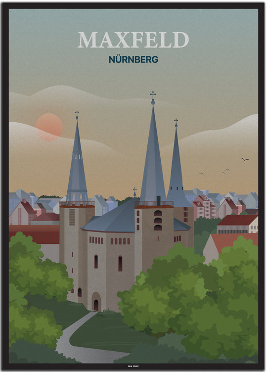 vintage nürnberg poster shop #50x70cm-schwarzer-farbrand