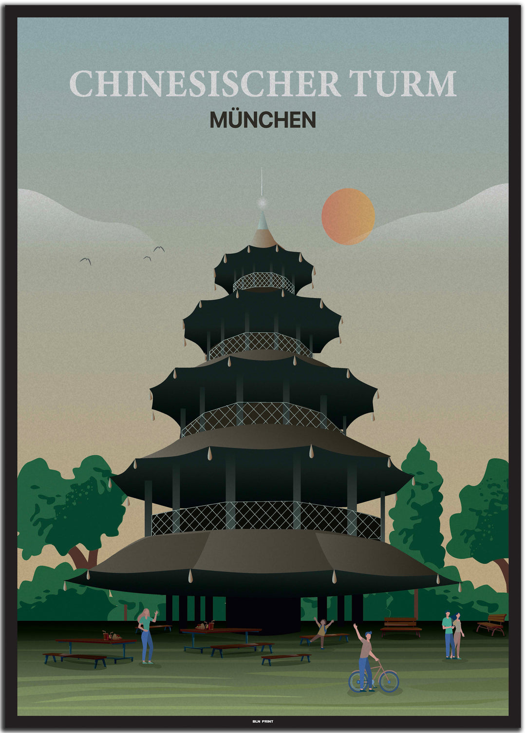 vintage münchen poster shop #50x70cm-schwarzer-farbrand