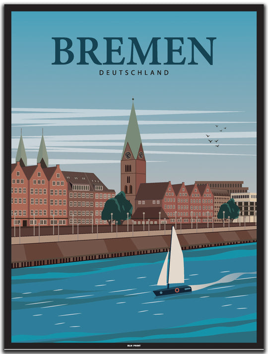 vintage bremen poster shop #30x40cm-schwarzer-farbrand