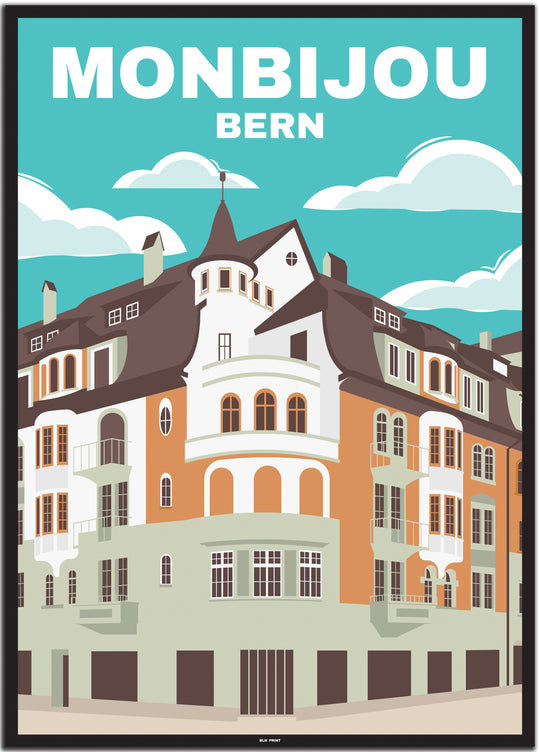 vintage Bern poster shop #50x70cm-schwarzer-farbrand