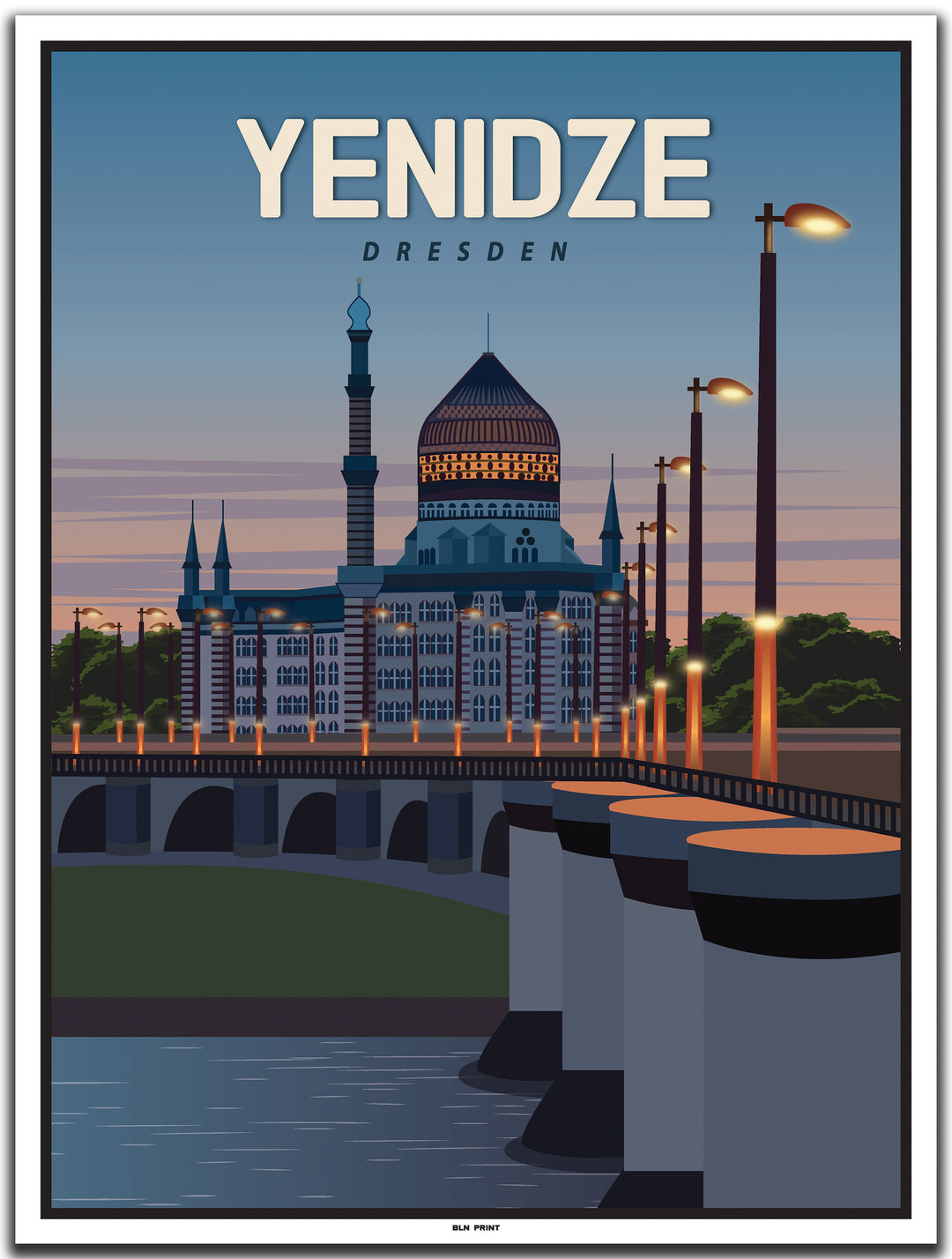 vintage kunstdruck poster Yenidze Dresden #30x40cm-weier-farbrand