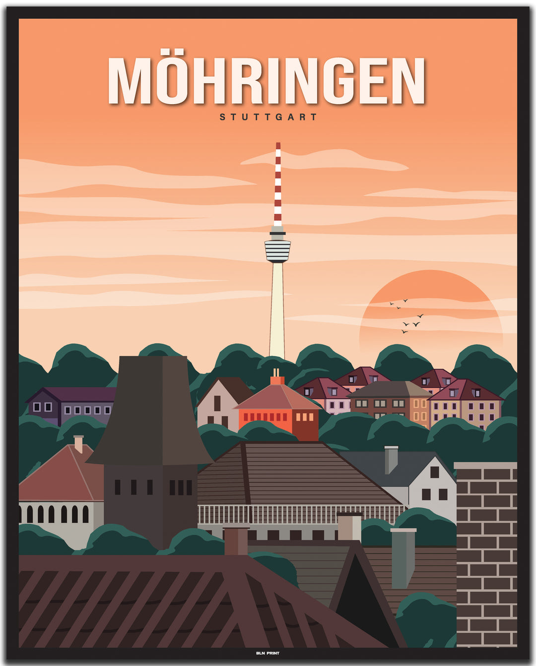 vintage stuttgart poster shop #40x50cm-schwarzer-farbrand