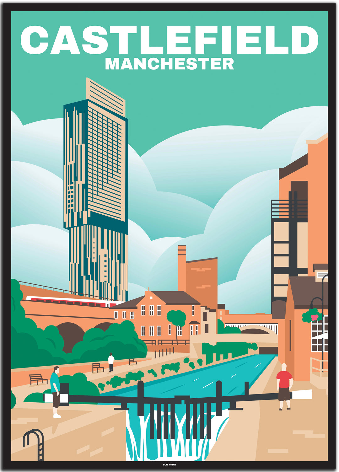 vintage travel poster manchester #50x70cm-schwarzer-farbrand