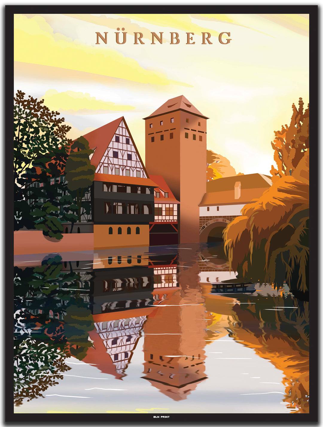 vintage nürnberg poster shop #30x40cm-schwarzer-farbrand