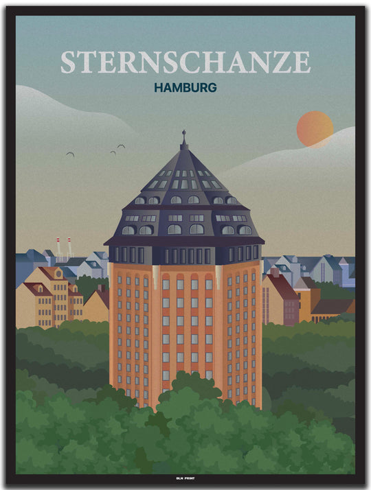 vintage hamburg poster shop #30x40cm-schwarzer-farbrand