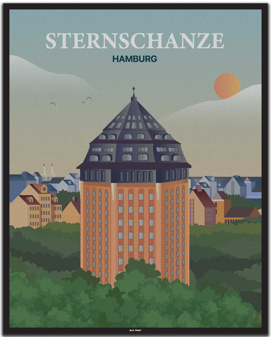 vintage hamburg poster shop #40x50cm-schwarzer-farbrand