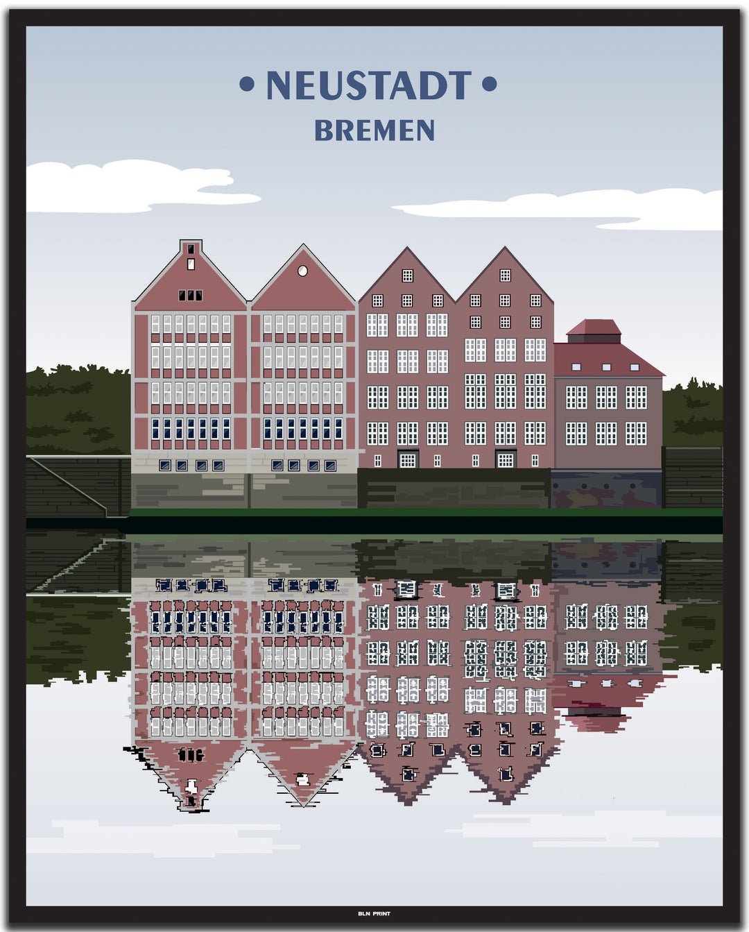 vintage bremen poster shop #40x50cm-schwarzer-farbrand