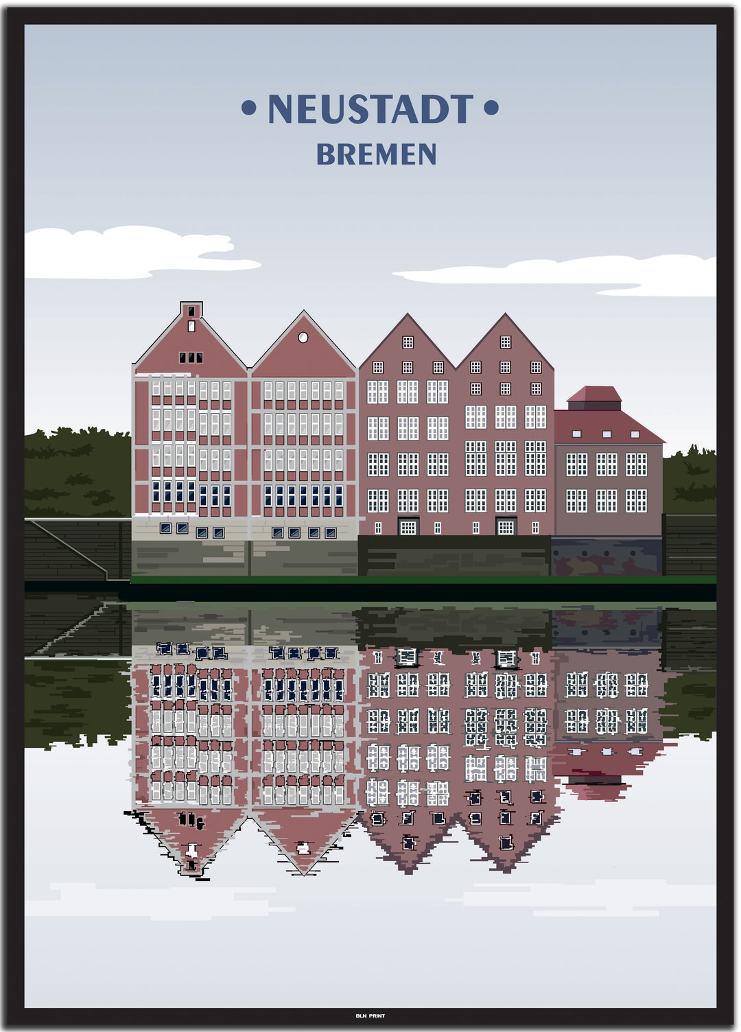 vintage bremen poster shop #50x70cm-schwarzer-farbrand