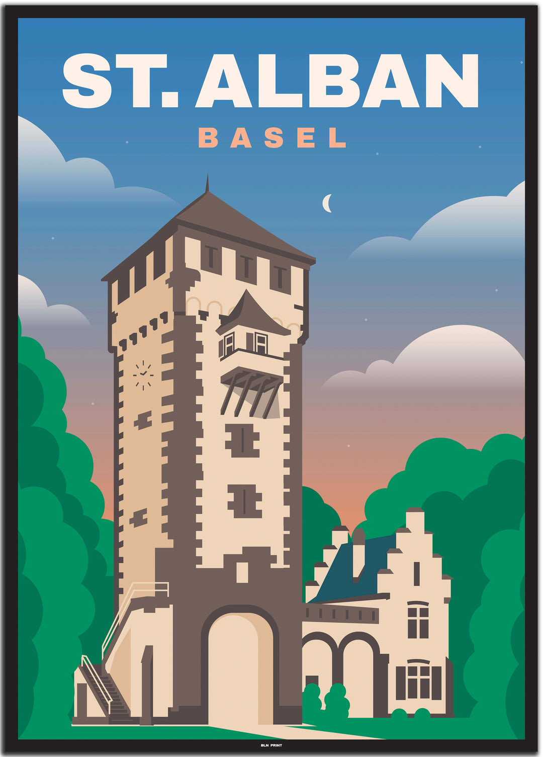 vintage basel poster shop #50x70cm-schwarzer-farbrand