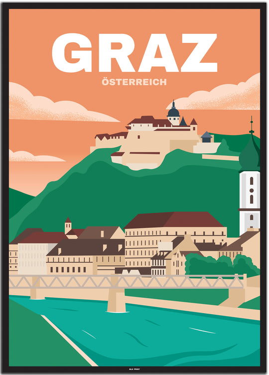 vintage graz poster shop #50x70cm-schwarzer-farbrand