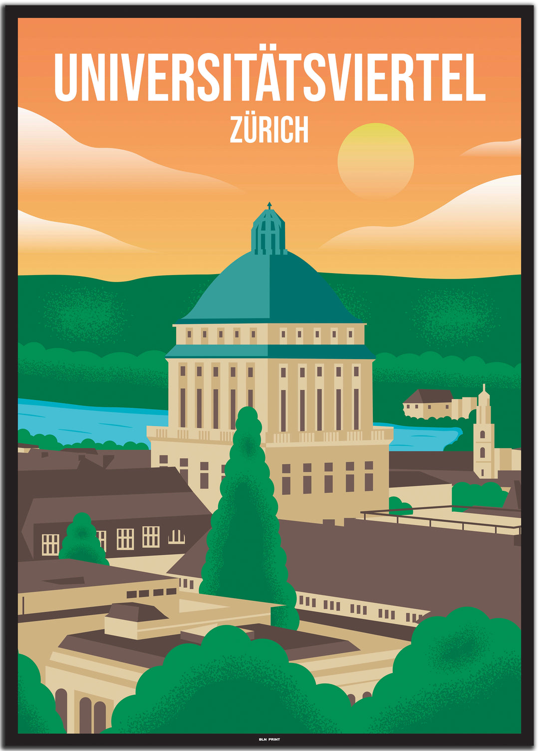 vintage zürich poster shop #50x70cm-schwarzer-farbrand