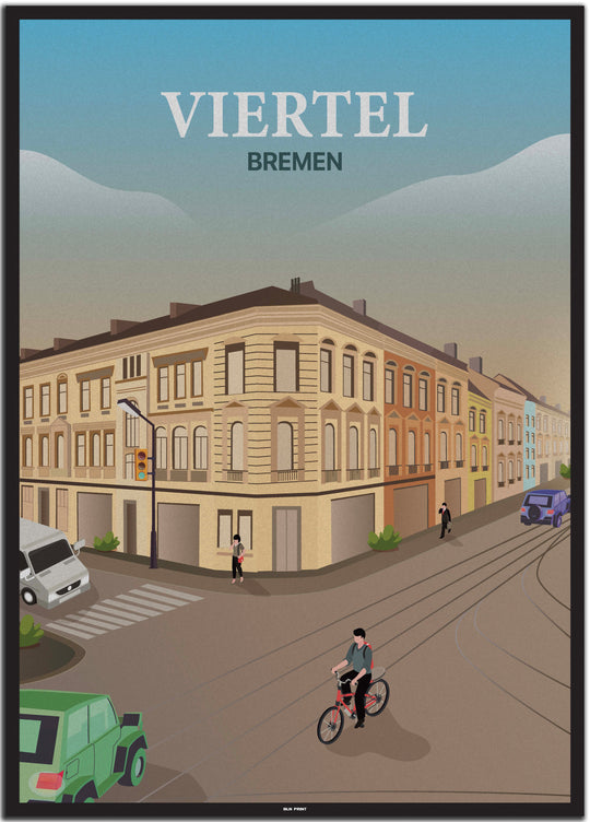 vintage bremen poster shop #50x70cm-schwarzer-farbrand