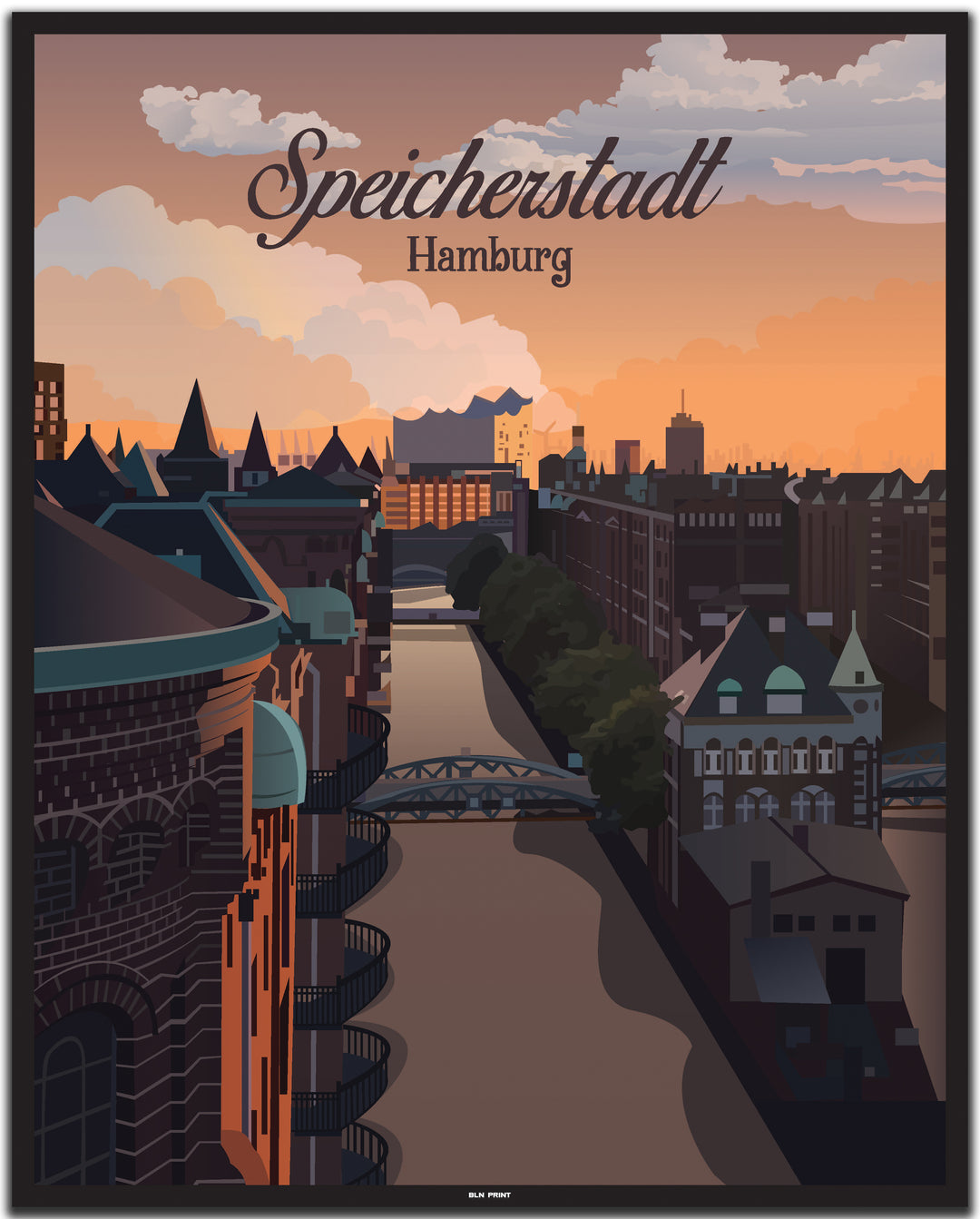 vintage hamburg poster shop #40x50cm-schwarzer-farbrand